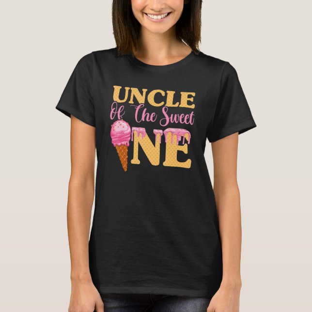 Ice Cream Birthday Girl Men  Uncle Of The Sweet On T-Shirt (Front)