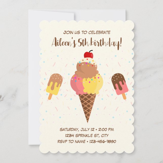 Ice Cream Birthday Invitation (Front)