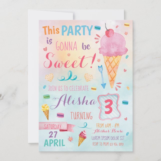 Ice Cream Birthday Invitation (Front)