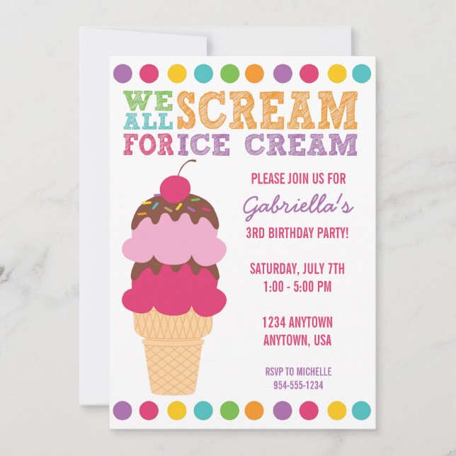 Ice Cream Birthday Invitation (Front)