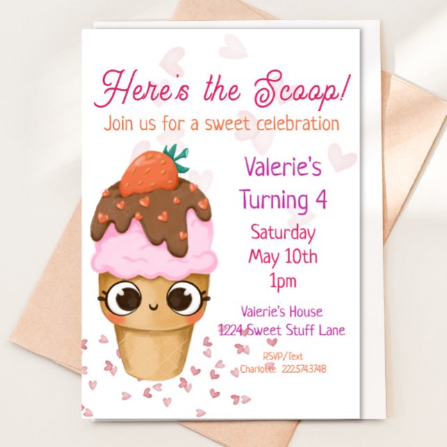 Ice Cream Birthday Invitation, 4th Birthday Invitation (Creator Uploaded)