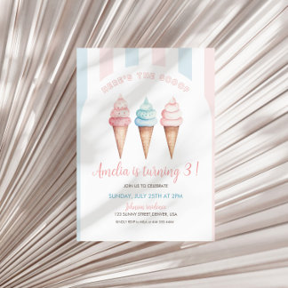 Ice Cream Birthday Invitation, Here's The Scoop Invitation