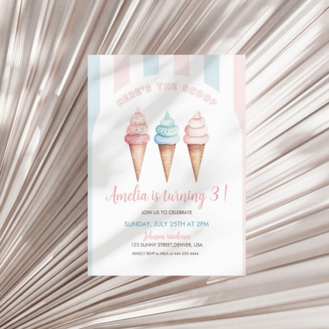 Ice Cream Birthday Invitation, Here's The Scoop  Invitation (Creator Uploaded)