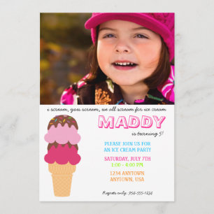 Ice Cream Birthday Invitation with Photo
