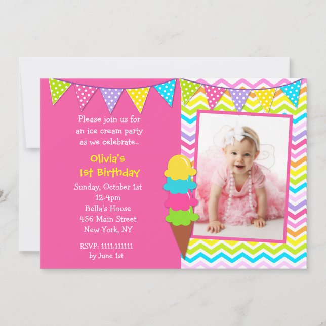 Ice Cream Birthday Invitations (Front)