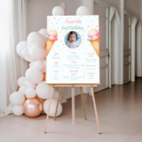 Ice Cream Birthday Milestone Sign, Baby Stats