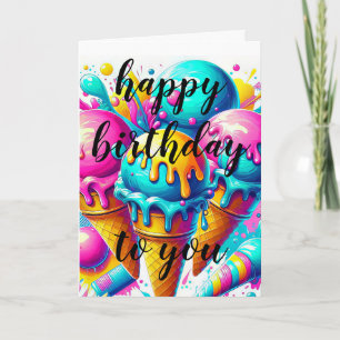 ice cream birthday party card