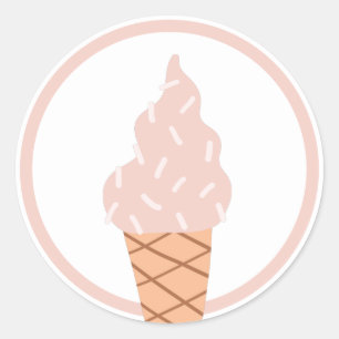 Ice Cream Birthday Party Favour Classic Round Sticker