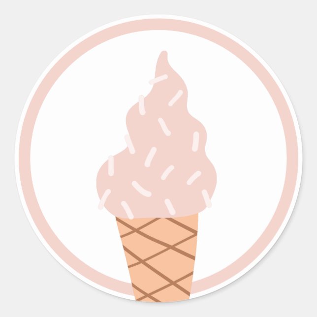 Ice Cream Birthday Party Favour Classic Round Sticker (Front)