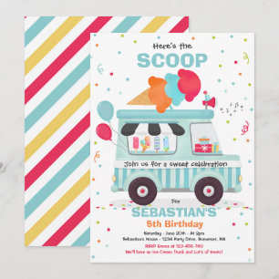 Ice Cream Birthday Party Ice Cream Truck Birthday Invitation