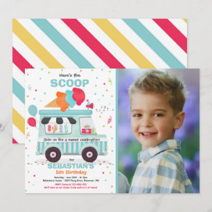 Ice Cream Birthday Party Ice Cream Truck Birthday  Invitation