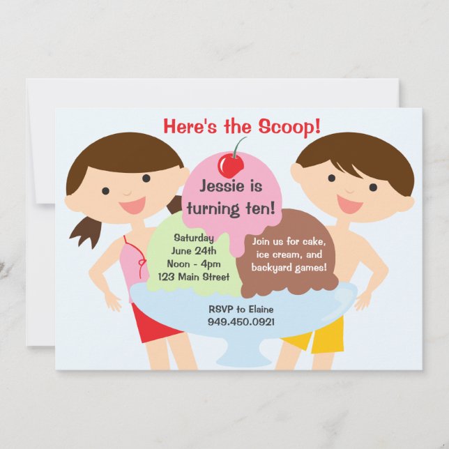 Ice Cream Birthday Party Invitation (Front)