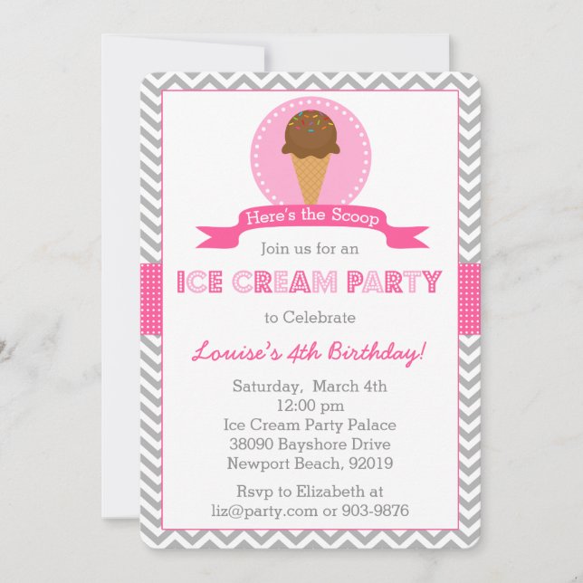 Ice Cream Birthday Party Invitation (Front)