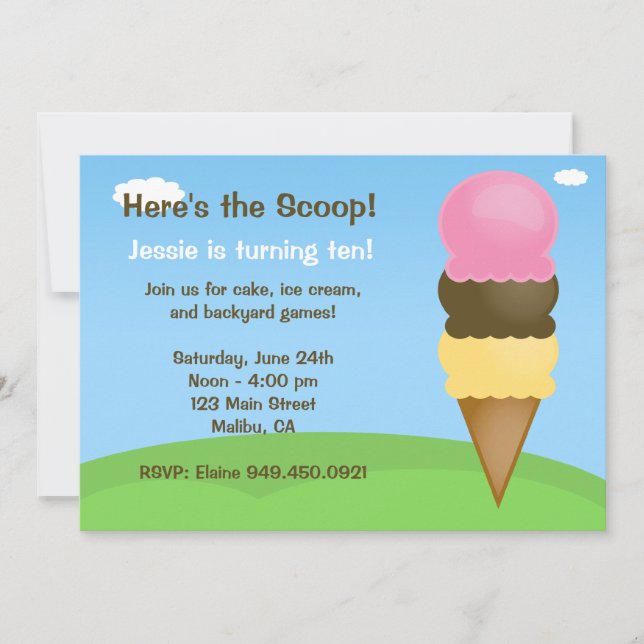 Ice Cream Birthday Party Invitation (Front)