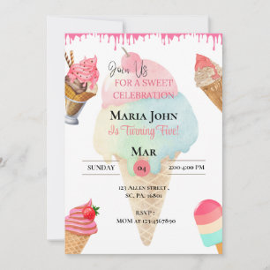 Ice Cream Birthday party Invitation