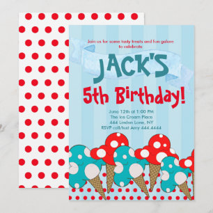 Ice Cream Birthday Party  Invitation