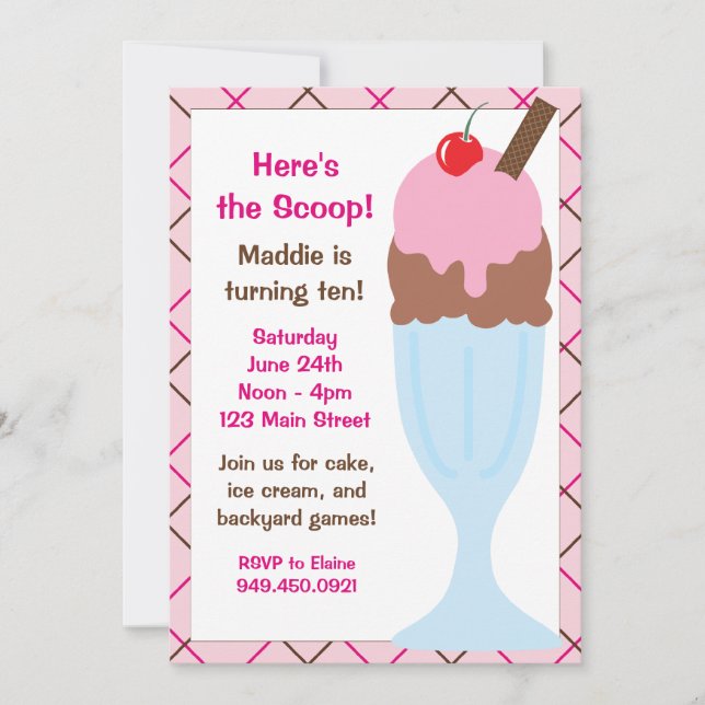 Ice Cream Birthday Party Invitation (Front)