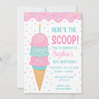 Ice Cream Birthday Party Invitation Card