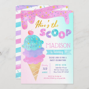 Ice Cream Birthday Party Invitation Two Sweet 