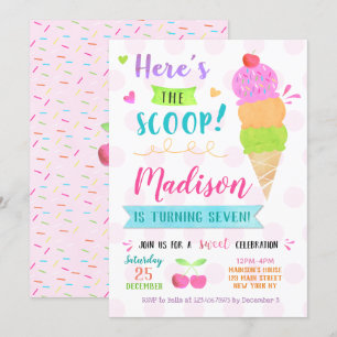 Ice Cream Birthday Party Invitations