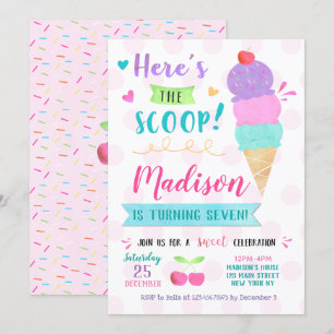 Ice Cream Birthday Party Invitations