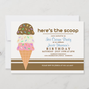 Ice Cream Birthday Party Invitations