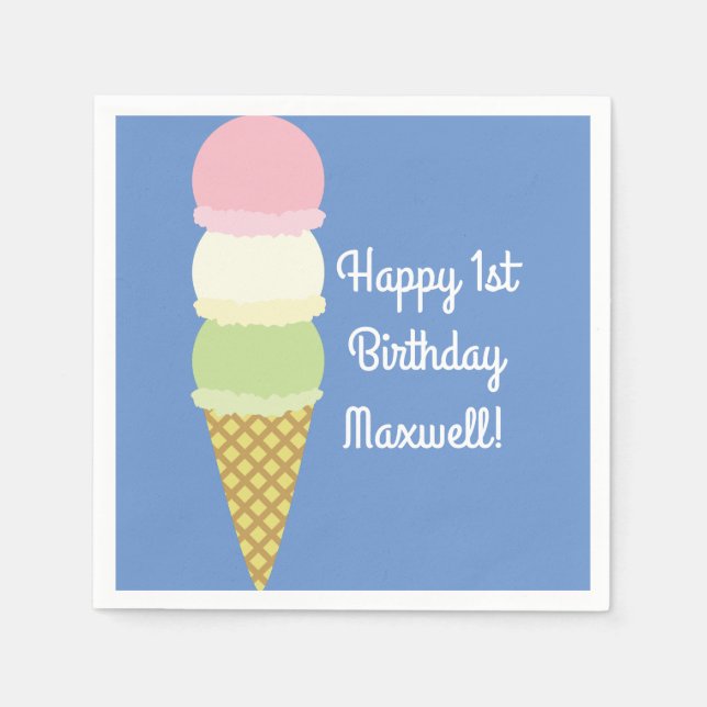 Ice Cream Birthday Party Napkin (Front)