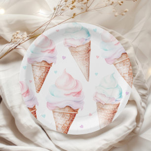 Ice cream birthday party paper plate