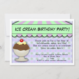 Ice Cream Birthday Party, Pastel Awning Sundae Invitation