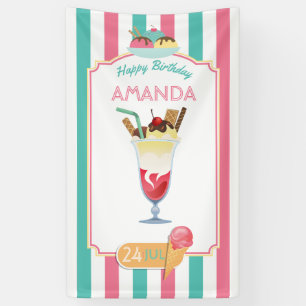 Ice Cream Birthday Party personalised Banner