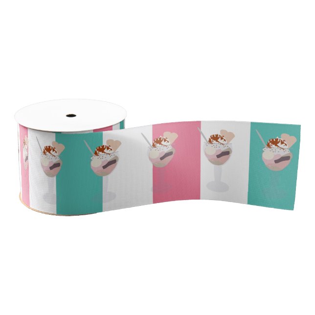 Ice Cream Birthday Party personalised Grosgrain Ribbon (Spool)