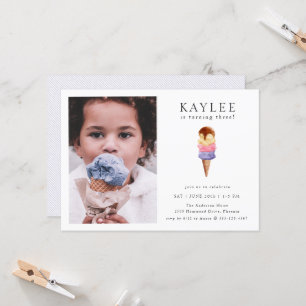 Ice Cream Birthday Party Photo Invitation