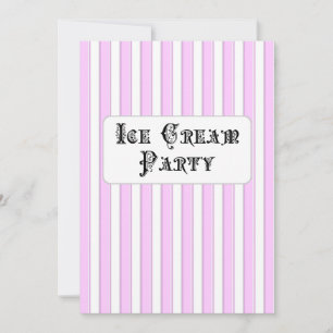 Ice Cream Birthday Party Pink Stripe Invitations