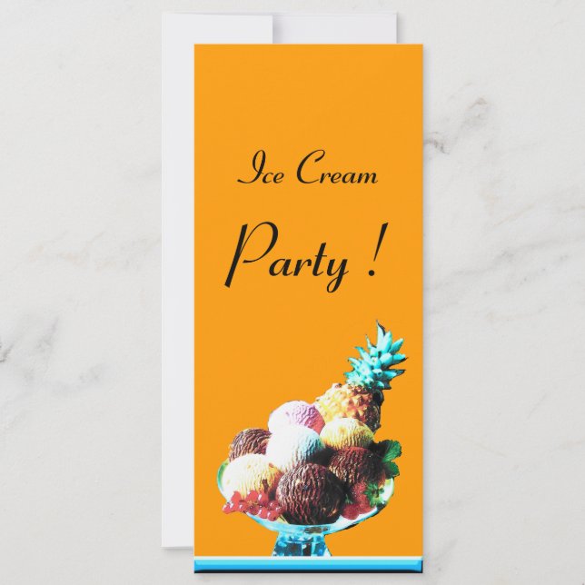 ICE CREAM BIRTHDAY PARTY Red Orange Blue Invitation (Front)