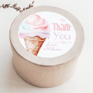 Ice cream birthday party thank you classic round sticker