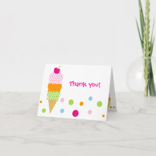 Ice Cream Birthday Party Thank you note card