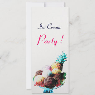 ICE CREAM BIRTHDAY PARTY,white ice metallic Invitation
