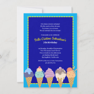 Ice Cream Birthday Summer Invitation