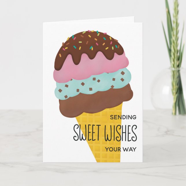 Ice Cream Birthday Sweet Summer Wishes Card (Front)
