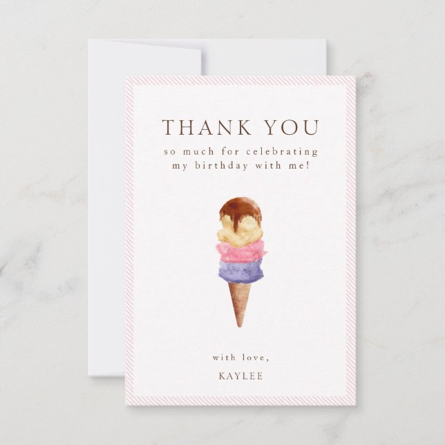 Ice Cream Birthday Thank You Card (Front)