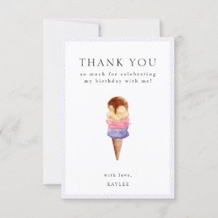 Ice Cream Birthday Thank You Card