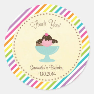 Ice Cream Birthday Thank You Sticker Colourful