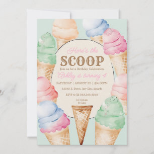 Ice cream birthday Vintage ice cream cones Invitation
