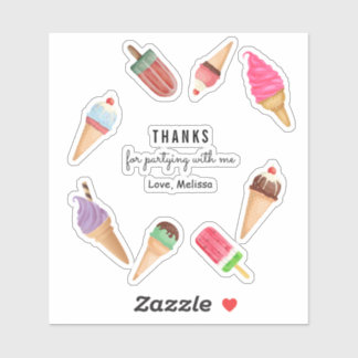 Ice Cream Blue Pink Popsicle Colourful Thank You
