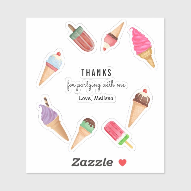 Ice Cream Blue Pink Popsicle Colourful Thank You (Sheet)