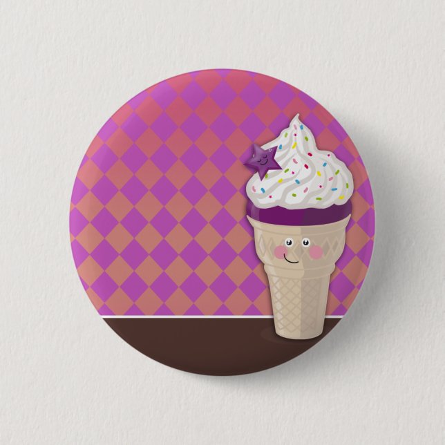 ice cream blueberry buttom 6 cm round badge (Front)