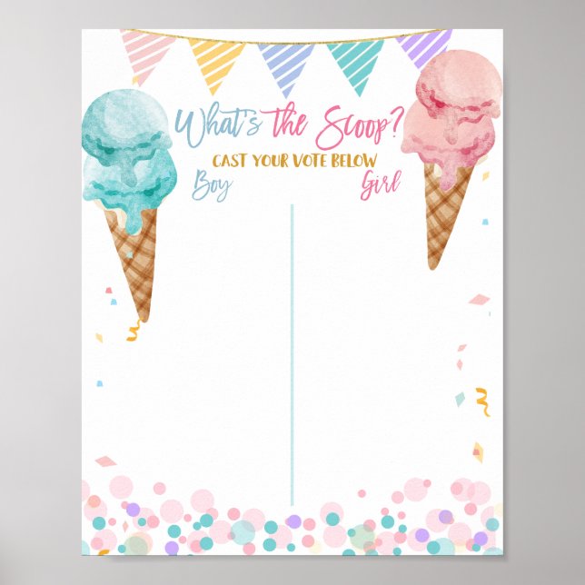 Ice Cream Boy or Girl Voting Board Gender Reveal Poster (Front)