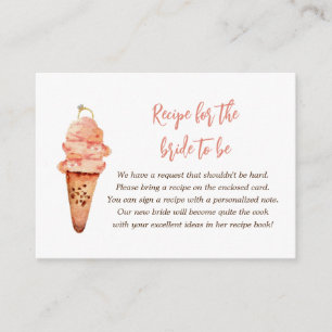 Ice cream Bridal shower Bring a recipe  Enclosure Card
