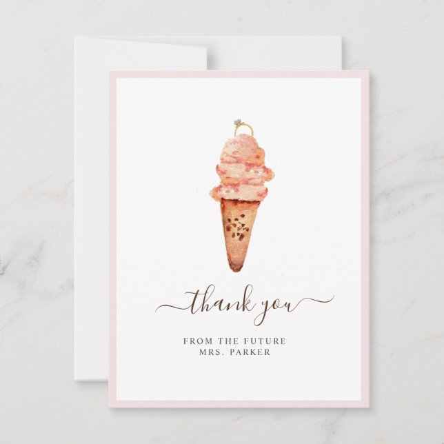 Ice cream Bridal shower Flat Thank You Card (Front)