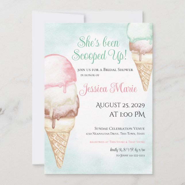 Ice Cream Bridal Shower Invitation (Front)
